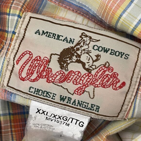 VTG 80s 90s Wrangler Western Shirt Pearl Snap Plaid Cowboy Men XXL / See Below - Picture 5 of 14